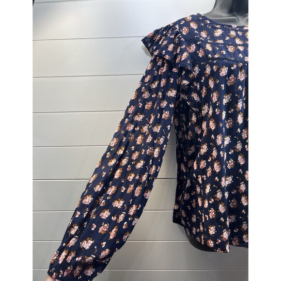 Dip Womens Floral Blouse 100% Organic Cotton Floral Womens XL Cottagecore Boho - Picture 3 of 10